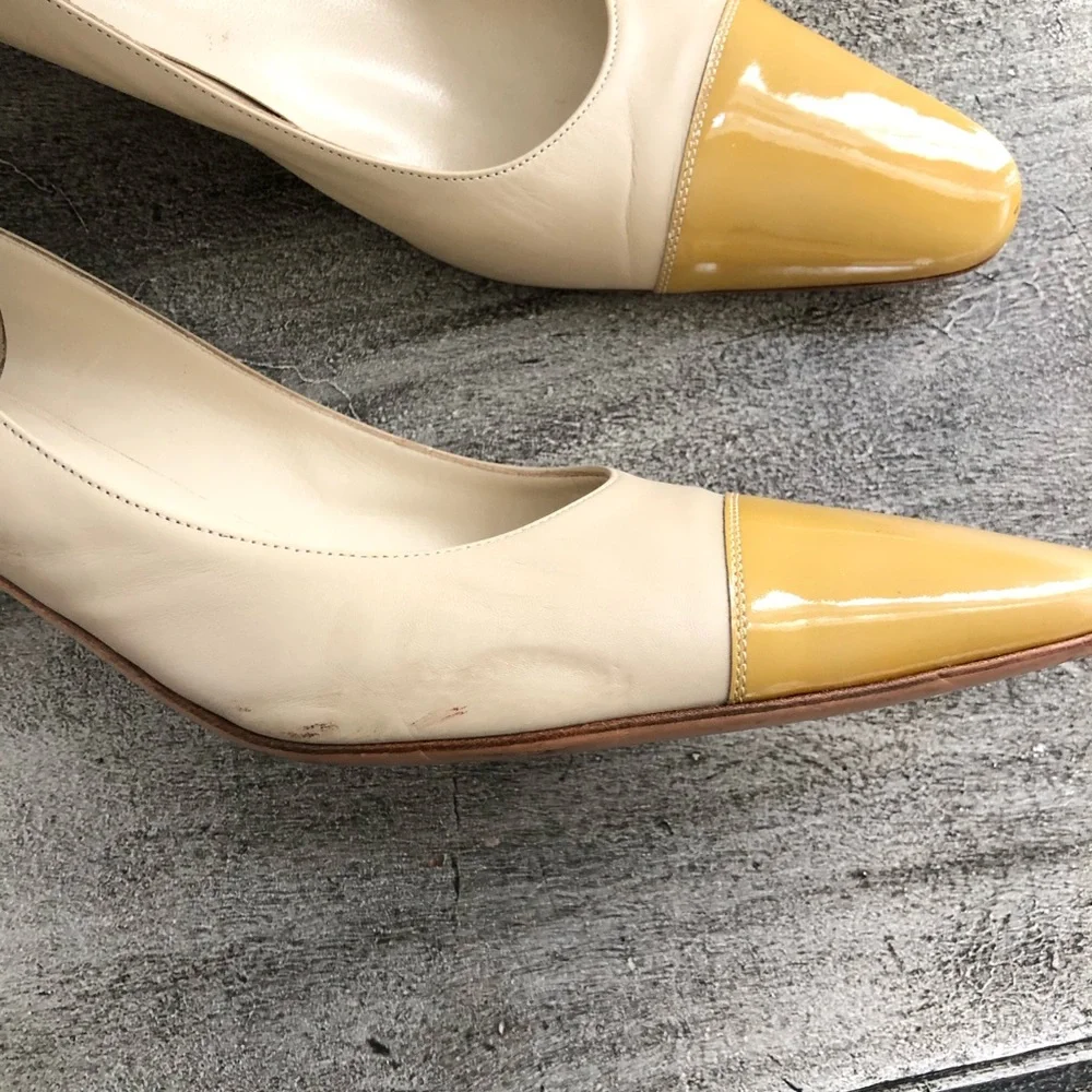 Salvatore Ferragamo Vintage Nude Color Block Heels - Picture 9 of 13